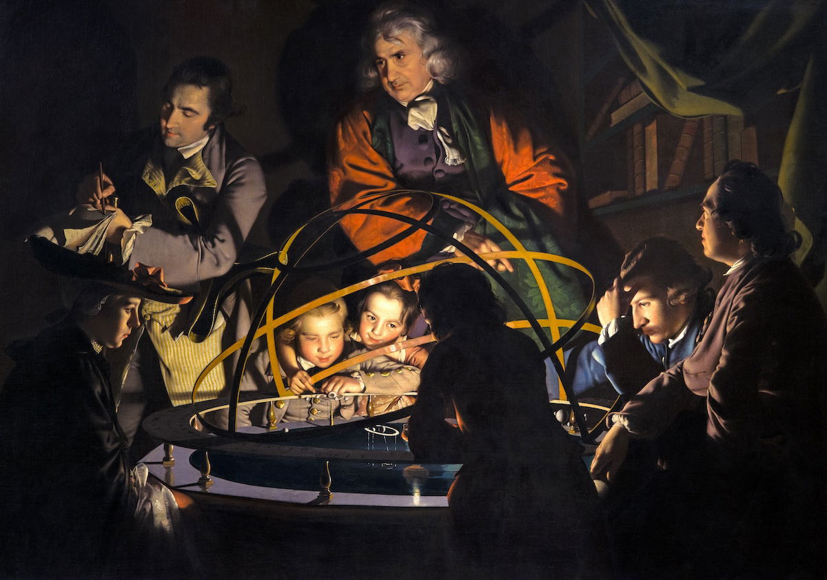Detail from Joseph Wright of Derby’s A Philosopher Giving that Lecture on an Orrery, in which a Lamp is put in the Place of the Sun, 1766. Derby Museum and Art Gallery. Public Domain. Detail from Joseph Wright of Derby’s A Philosopher Giving that Lecture on an Orrery, in which a Lamp is put in the Place of the Sun, 1766. Derby Museum and Art Gallery. Public Domain.